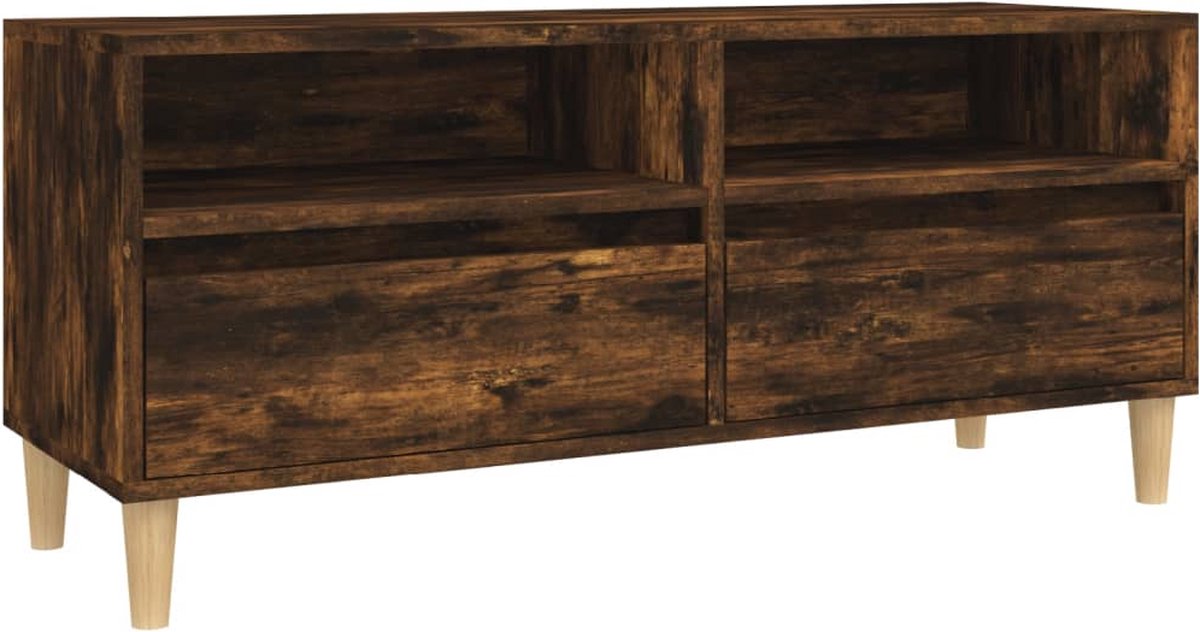 vidaXL - Tv-meubel - 100x34,5x44,5 - cm - bewerkt - hout - gerookt - eikenkleurig
