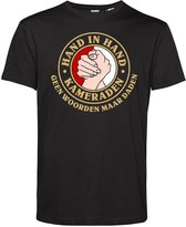 T-shirt Hand In Hand Kameraden | Feyenoord Supporter | Shirt Rotterdam | Zwart | maat 3XL