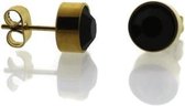 Aramat Jewels - Zweerknopjes Zwart Kristal - Goudkleurig Chirurgisch Staal 7mm - Trendy Oorbellen - Cadeau - Unisex - Stijlvol Accessoire