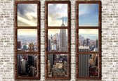 Fotobehang New York City Skyline Window View | XXL - 312cm x 219cm | 130g/m2 Vlies