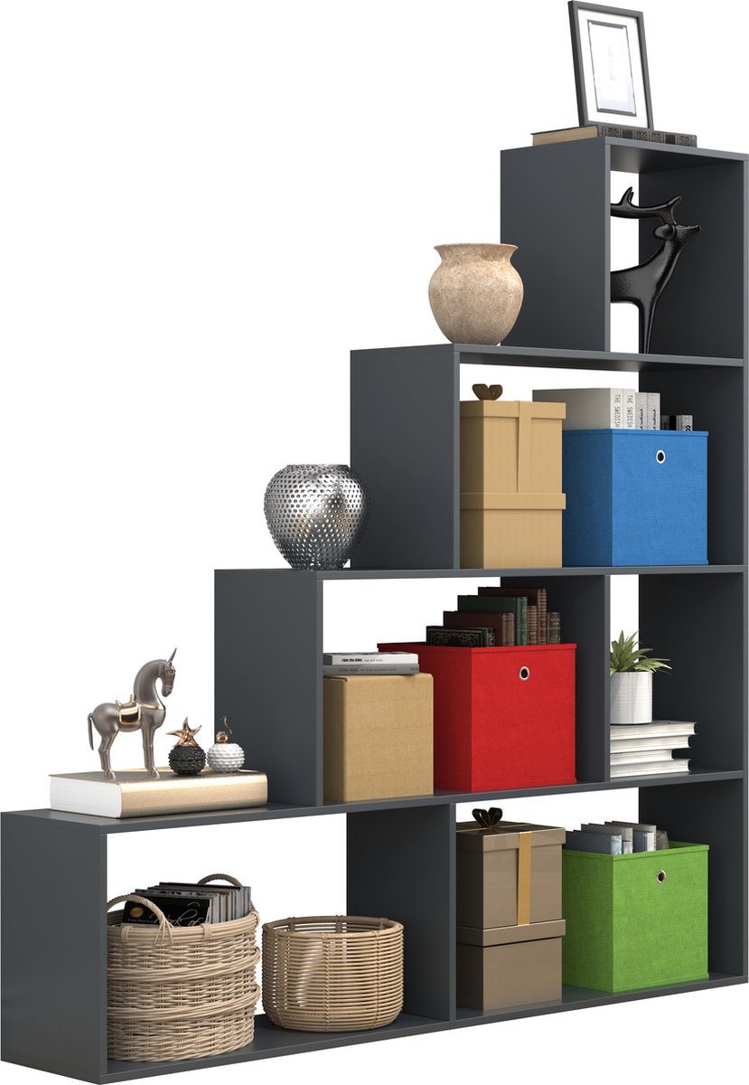 Houten staande trapplank Opstapplank Staande plank Ruimteverdeler Boekenplank Dubila L