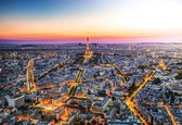 Fotobehang City Paris Sunset Eiffel Tower | XXL - 312cm x 219cm | 130g/m2 Vlies