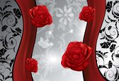 Fotobehang Flowers Floral Roses Pattern | XXL - 312cm x 219cm | 130g/m2 Vlies