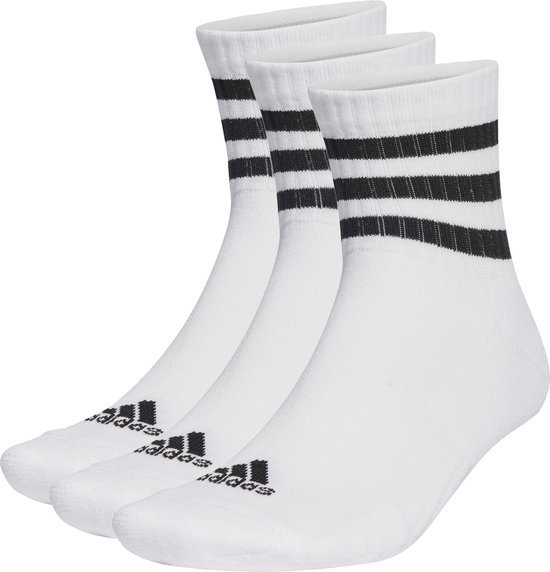 adidas Sportswear 3-Stripes Cushioned Sportswear Mid-Cut Sokken 3 Paar - Unisex - Wit - 37-39
