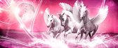 Fotobehang Winged Horse Pegasus Pink | PANORAMIC - 250cm x 104cm | 130g/m2 Vlies