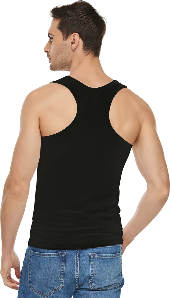 3Pack - Heren Onderhemd - %100 Katoen - Halterhemd - Tanktop - Maat L - Zwart