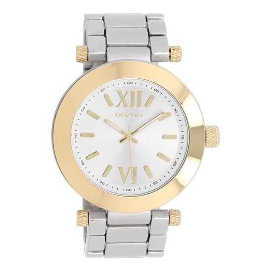 Goudkleurige OOZOO horloge met zilverkleurige roestvrijstalen armband - C5751