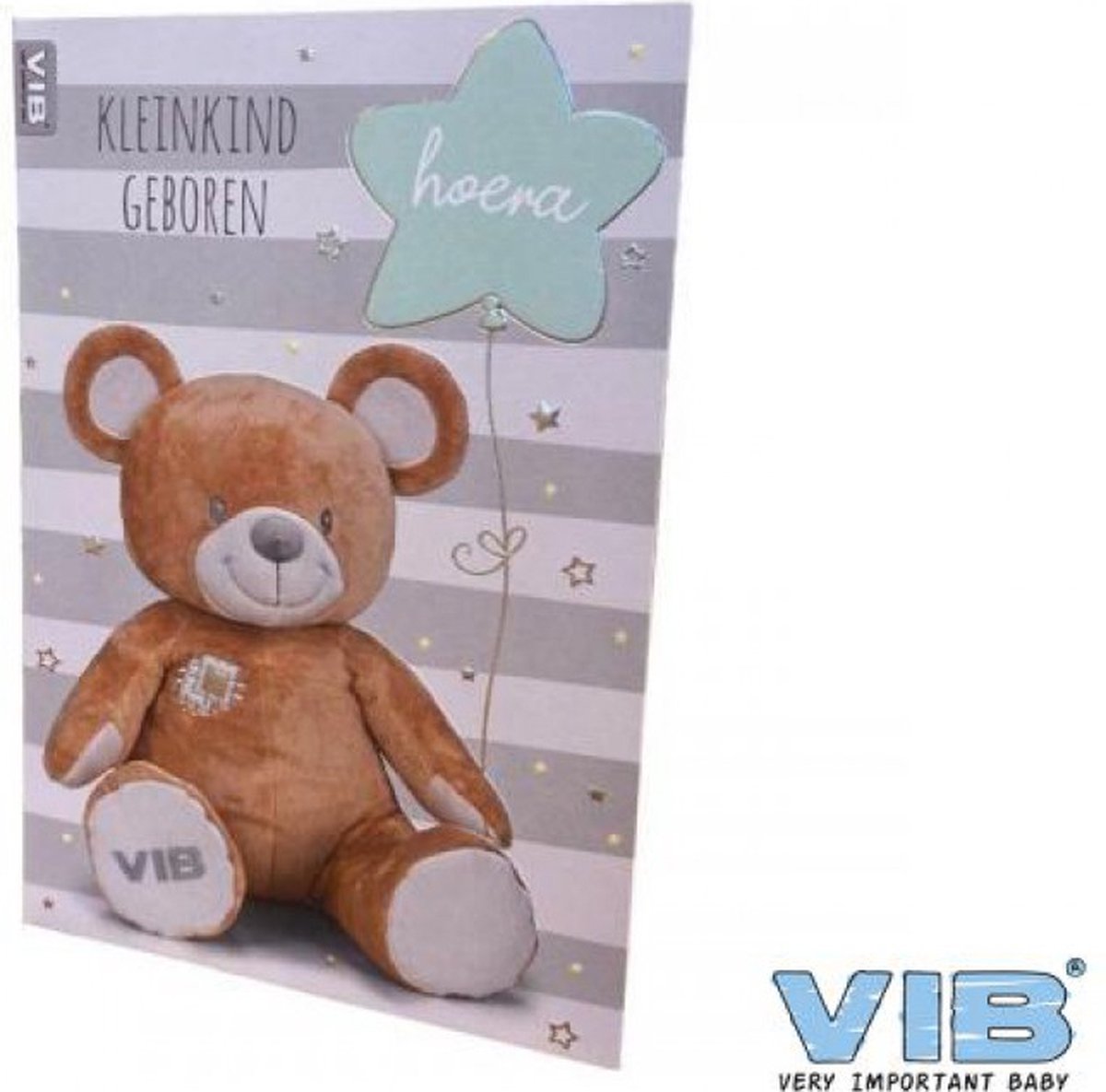 Wenskaart Folie/Embossing 'Kleinkind Geboren' VIB Beer