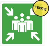 Sticker/ pictogram | Verzamelplaats evacuatie | 20 x 20 cm | Verzamelpunt | Brand | Noodgeval | Calamiteit | Noodsituatie | Met witte rand | 2 stuks