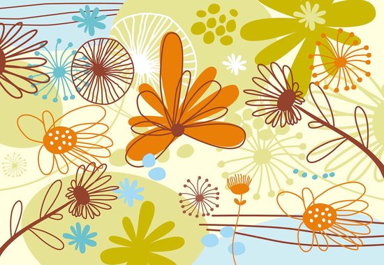 Papier peint Motif floral  | PORTE - 211cm x 90cm | Polaire 130g / m2