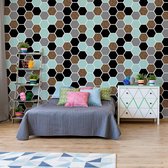 Fotobehang Modern Hexagonal Pattern | VEA - 206cm x 275cm | 130gr/m2 Vlies