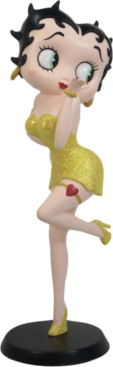 Betty Boop Blazende Kus (Gele Glitter Jurk) Beeldje