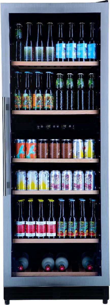 Bierkoelkast Brugge - glazen deur met RVS rand - 320 flessen - Koelkast horeca - Bier koelkast voor Thuis - Flessenkoelkast- Drank koelkast - Bierkast