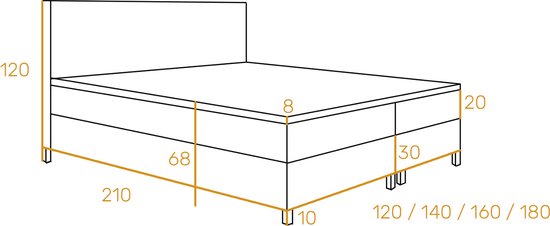 Meuba Home - Oslo Boxspring - Grijs - 160x200 - Microfibre - Avec surmatelas