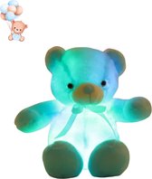Le Cava Lichtgevende Knuffel Teddybeer 30 cm Blauw - Schattige Pluche Knuffelbeer - Speelgoed en Decoratie voor Kinderen - Cadeau Knuffel 30 cm