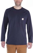 Carhartt Force Cotton L-S Navy T-Shirt Heren