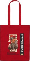 Anime Waifu City Warrior Totebag - Manga Meisje Boodschappen Tas van katoen. RED