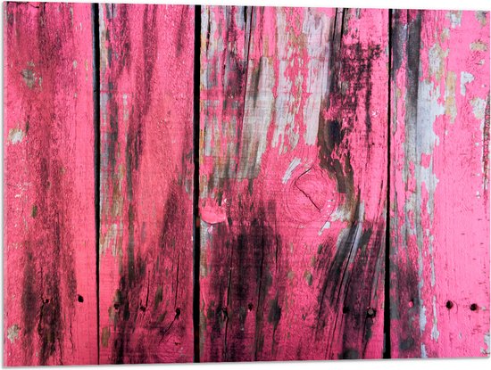 Acrylglas - Roze Geverfde Schutting - 80x60 cm Foto op Acrylglas (Wanddecoratie op Acrylaat)