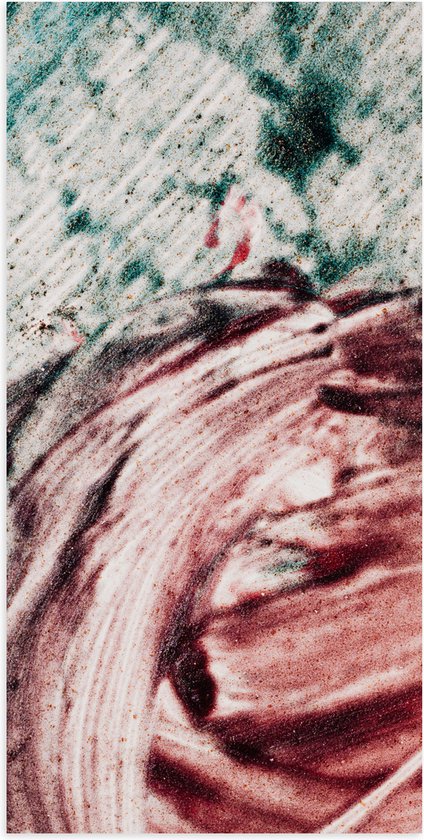 Poster Glanzend – Schilderij met Groene en Rode Verf - 50x100 cm Foto op Posterpapier met Glanzende Afwerking