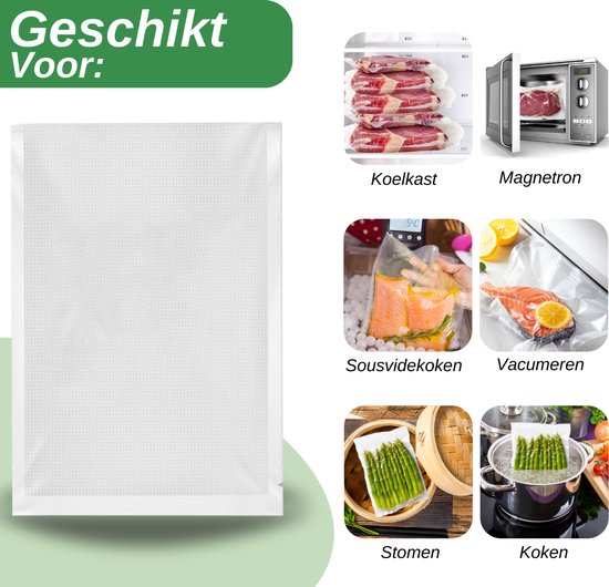 Sac sous vide pour réfrigérateur, micro-ondes, cuisson sous vide, mise sous vide, cuisson à la vapeur et ébullition.