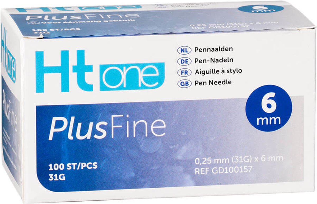 Goedkoopste HT One Plusfine pennaalden 6 mm 31G - 100 stuks HT One