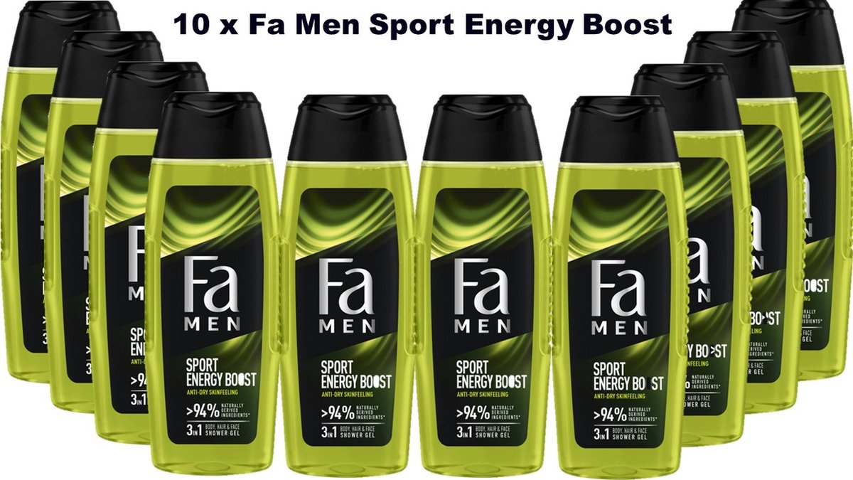 Goedkoopste Fa Men douchgel - Sport Energy Boost - Voordeelpak 10 x 250ml