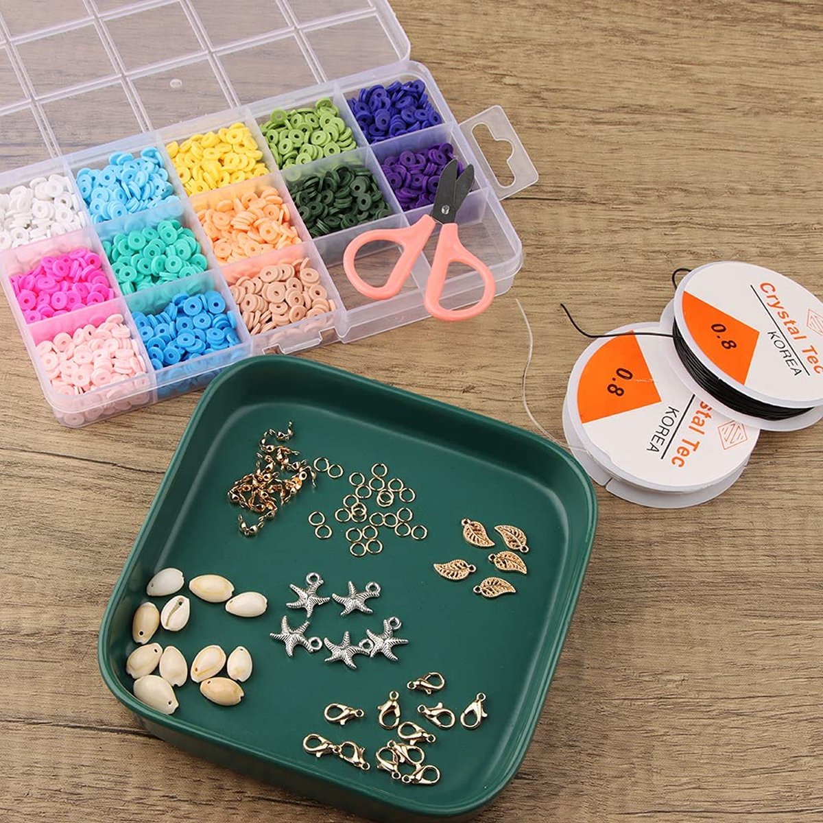 SixNice Kit de fabrication de bracelets, Perles en Argile pour la  fabrication de