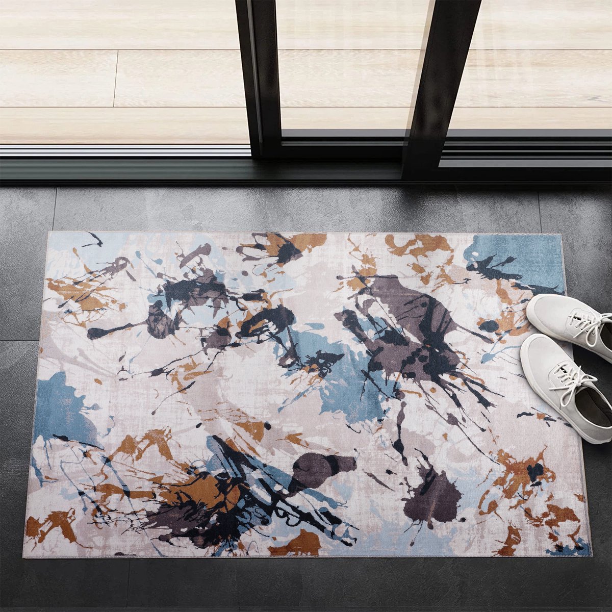 NETLINE HOME - Wasbaar - Antislip Deurmat voor badkamer, entree - Binnendeurmat - Moderne Oosterse Design Deurmat - Gemakkelijk schoon te maken - Laagpolig (60x90)