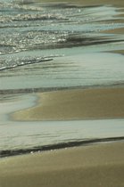 Dibond - Zee / Water - Strand in bruin / beige / wit / zwart - 120 x 180 cm.
