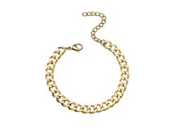 Plux Fashion Classic Armband - Goud - 5mm/18cm + 5cm Verlengstuk - Sieraden - Gouden Armband - Classic Bracelet - Stainless Steel - Schakel Armband - Sieraden Cadeau - Luxe Style - Duurzame Kwaliteit - Moederdag Cadeau - Vaderdag Cadeau