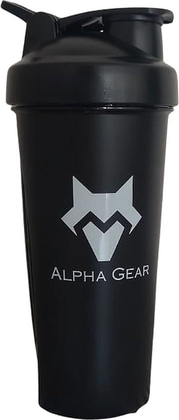 Alpha Gear - shakebekers-Eiwitshaker- Fitness shakebekers- bidon- proteine shaker- BPA vrij- 700 ml- zwart- mengbal-blenderbal