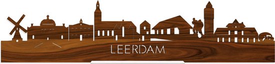 Standing Skyline Leerdam Palissander hout - 60 cm - Woondecoratie design - Decoratie om neer te zetten en om op te hangen - Meer steden beschikbaar - Cadeau voor hem - Cadeau voor haar - Jubileum - Verjaardag - Housewarming - Interieur -