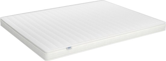 Wit topper matras met een subtiel gestreept patroon en een rits aan de zijkant. Het ADA SLEEP logo is zichtbaar.