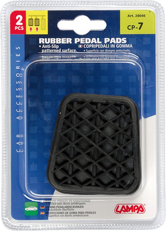 Verpakking met twee zwarte rubberen pedaalhoezen, met anti-slip profiel.