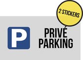Pictogram/ sticker | "Privé parking" | 20 x 10 cm | Privaat parkeerplaats | 2 stuks | Parkeerverbod | Garagepoort | Autobox | Parking vrijhouden | Rechthoek