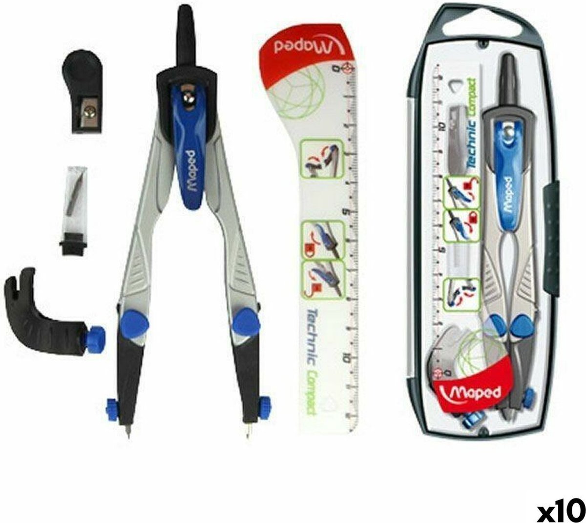 Kompas Maped 4 Onderdelen (10 Stuks)