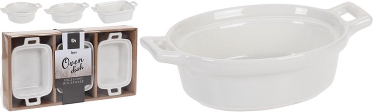Koopman Serie - Ovenvaste Kommetjes - Set van 3 - Wit - Keramisch