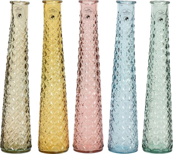 Decoris Vaas recycled glas dia7-H32cm verkrijgbaar in verschillende pastel kleuren