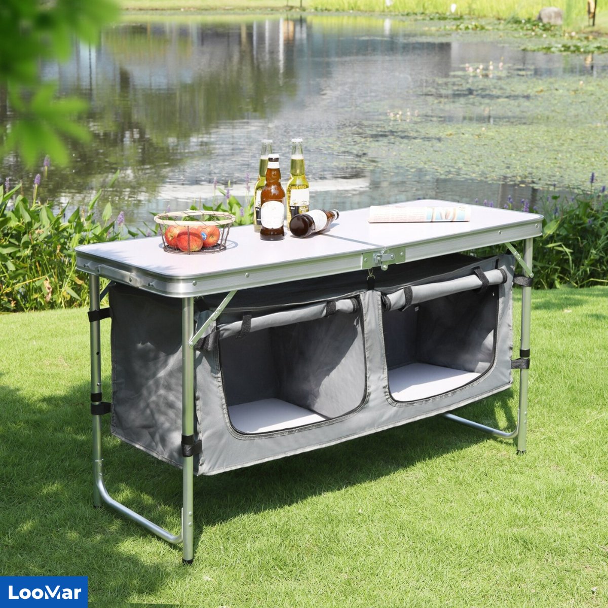 LooMar Vouwtafel - Inklapbare tafel - Opvouwbare Tuintafel - Klaptafel - Campingtafel - Tafel buiten - Zwart