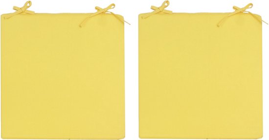 2x Stoelkussens voor binnen- en buitenstoelen in de kleur geel 40 x 40 cm - Tuinstoelen kussens