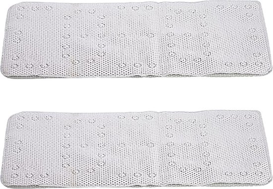 Set van 2x stuks badmatten/douchematten melkwit 43 x 90 cm - Anti-slip mat voor in de douchecabine