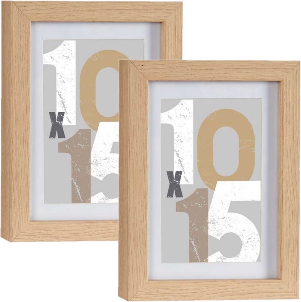 2x stuks arte r houten fotolijst bruin - 13 x 18 cm - met passe-partout - stevig hout - stijlvolle decoratie