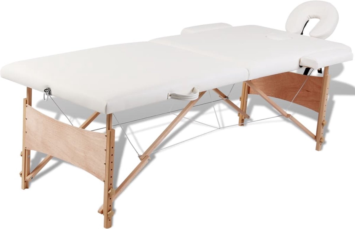 Table de massage pliable 2 zones avec structure en bois (crème) | bol.com