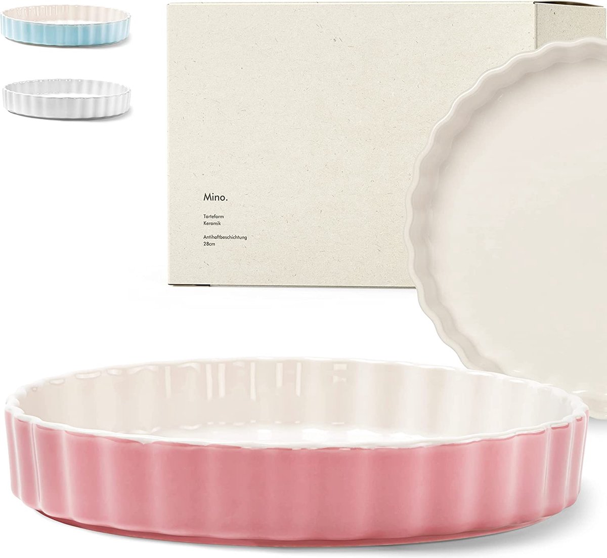 Taartvorm [28 cm] - quichevorm van keramiek met antiaanbaklaag - fruitcakevorm - taartvorm van keramiek roze - taartvorm - quichebakvorm - bakvorm van keramiek rond - taartvorm - braadpan - ronde braadpan