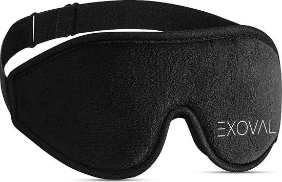 Masque de sommeil Exoval - Masque pour les yeux 3D de Luxe - Masque de sommeil en soie - Mousse à mémoire de forme - 100 % occultant