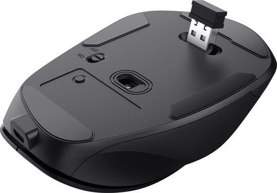 Trust Fyda - Draadloze Muis met USB-ontvanger - Comfortabele grip - Oplaadbaar - Zwart