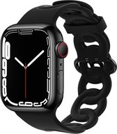 Siliconen Smartwatch bandje - Geschikt voor Apple Watch silicone chain band - zwart - Strap-it Horlogeband / Polsband / Armband - Maat: 42 - 44 - 45 - 49mm