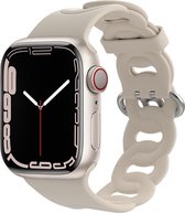 Siliconen Smartwatch bandje - Geschikt voor Apple Watch silicone chain band - beige - Strap-it Horlogeband / Polsband / Armband - Maat: 42 - 44 - 45 - 49mm