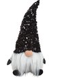 Pluche gnome/dwerg decoratie pop/knuffel zwart met glitter 29 cm - Kerstgnomes/kerstdwergen/kerstkabouters