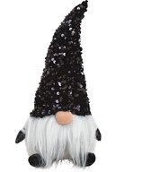 Nain en peluche/poupée de décoration naine/peluche noir avec paillettes 29 cm - Nains de Noël/Nains de Noël/Nains de Noël